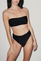 Capri Ruched Bandeau Bikini Set Black