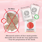 Face Glow- Fuller’s Earth w/ Rose & Aloe Vera- 12 Individual Sachets of Multani Mitti (10 gm each)- Reusable Brush & Tray Included