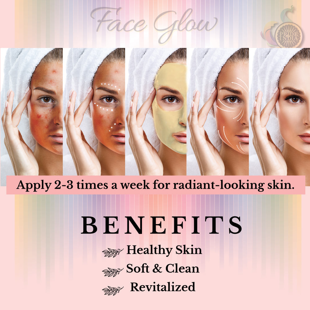 Face Glow- Fuller’s Earth w/ Rose & Aloe Vera- 12 Individual Sachets of Multani Mitti (10 gm each)- Reusable Brush & Tray Included