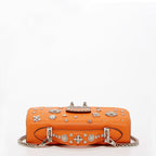 Studded Small Leather Crossbody Bag Orange Purse Cute Handbag  Women's Handbag
